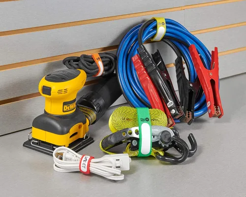 Vista 4 de Wrap-It Storage - Correas de sujeción con hebilla de acero inoxidable y etiqueta para escribir para una fácil identificación de cables, para gestión