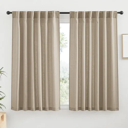 Vista 74 de RYB HOME Cortinas de lino transparente, luz pequeña y privacidad, cortinas semitransparentes de lino sintético vintage para dormitorio, caravana