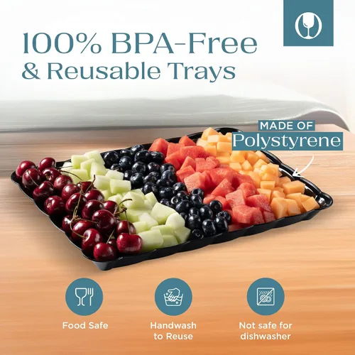 Vista 7 de Posh Setting - Bandejas doradas con purpurina para fiestas, platos de plástico de 9 x 13 pulgadas y bandejas de alimentos