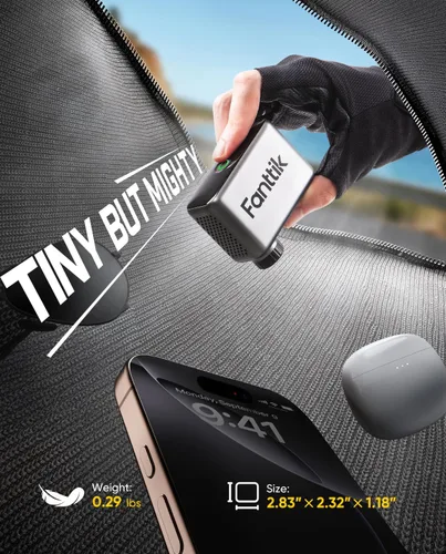 Vista 2 de Fanttik X10 Ace Tiny Mini bomba eléctrica para bicicleta, bomba de aire compacta de 120 PSI con válvula Presta y Schrader, bomba eléctrica