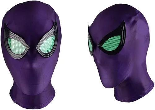Vista 7 de Disfraz de superhéroe, Miles Morales para niños, monos unisex de Halloween, disfraz morado