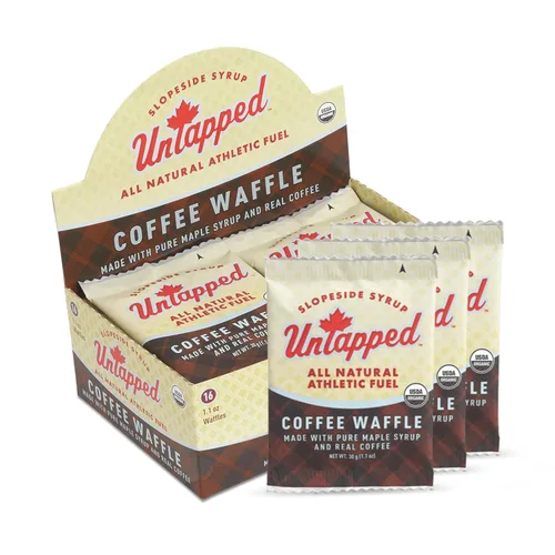 Vista 10 de UnTapped Waffles orgánicos de arce de 1.1 oz cada uno, caja de 16 – Snacks deportivos de resistencia endulzados con jarabe de arce real y azúcar
