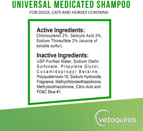 Vista 3 de Vetoquinol Champú medicado universal para perros, gatos y caballos, 16oz