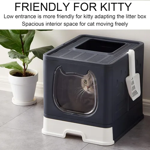 Vista 4 de Caja de arena plegable para gatitos de reemplazo de puerta de plástico (puerta de caja de arena Kitty)