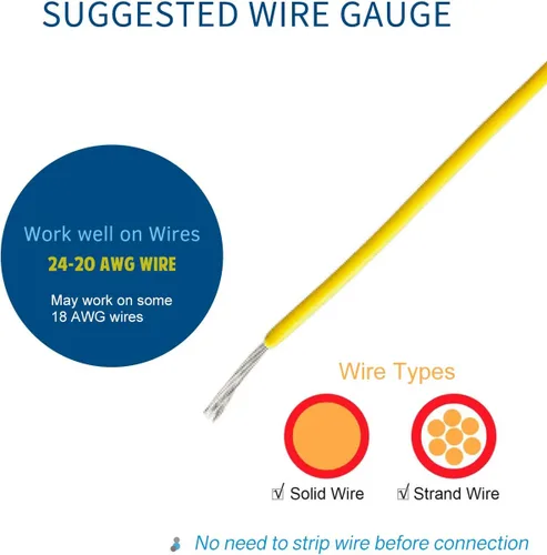 Vista 2 de Conector de cable de bajo voltaje, conector rápido de empalme de alambre sin soldadura, paquete de 16 conectores de cable de calibre pequeño