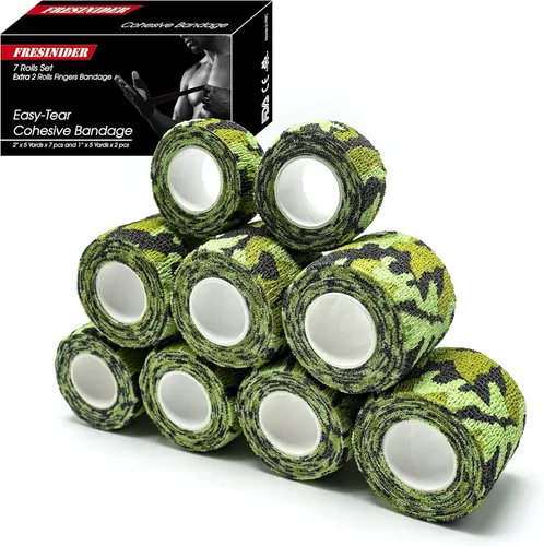 Vista 8 de FRESINIDER 9 rollos de gasa de cinta atlética autoadhesiva, transpirable, elástico cohesivo para lesiones deportivas y mascotas