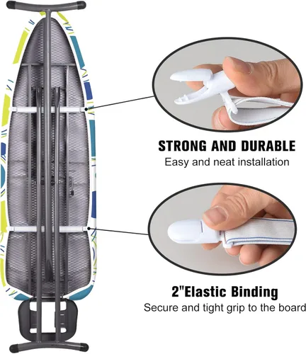 Vista 4 de Funda y almohadilla para tabla de planchar, tamaño estándar de 15" x 54" pulgadas, funda de repuesto para tabla de planchar, 4 capas extra gruesa