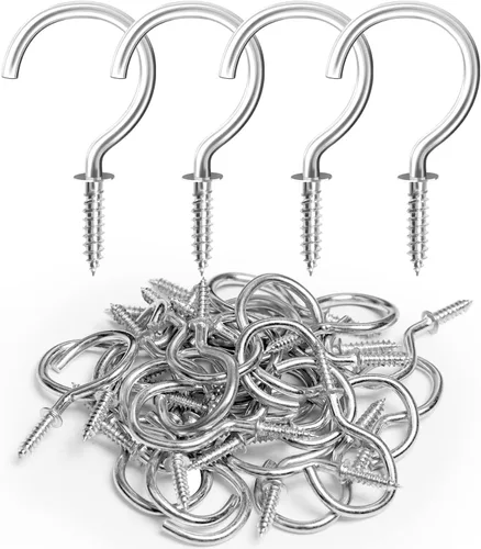 Vista 10 de RELBRO Ganchos de tornillo, ganchos de copa de metal para atornillar de 1-1/4 pulgadas, negro, 50 piezas