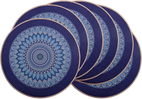 Vista 33 de PIGCHCY Juego de 6 manteles individuales en forma de cuña con centro de mesa, redondos, lavables, resistentes al calor, manteles individuales