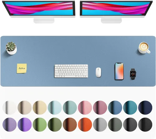 Vista 73 de Aothia Protector de Escritorio de Cuero, Alfombrilla para Ratón, Alfombrilla de Escritorio de Oficina, Secante de Escritorio de Cuero PU