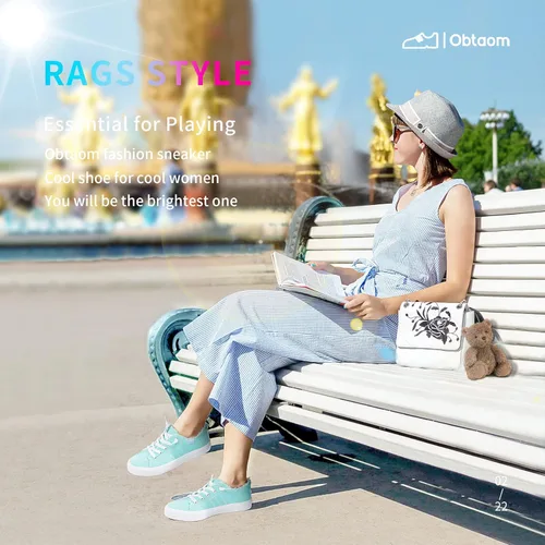 Vista 5 de Obtaom Play Tenis de lona para mujer, sin cordones, a la moda, blanco desgastado y estampado de leopardo