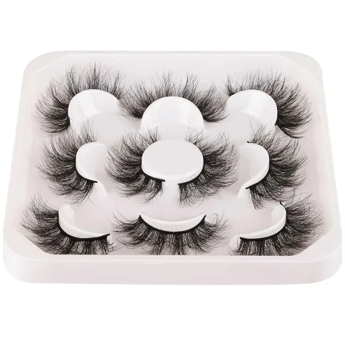 Vista 7 de JIMIRE - Paquete de 5 pares de pestañas postizas de visón con efecto flare, pestañas falsas esponjosas y onduladas, volumen multi-dimensional de 10D