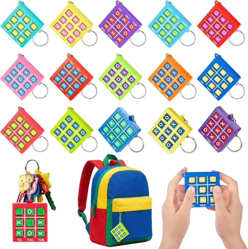 Vista 13 de Hicarer - Llavero de juego de 8 piezas de Tic Tac Toe para niños de 4 a 8 a 12 años Intenso