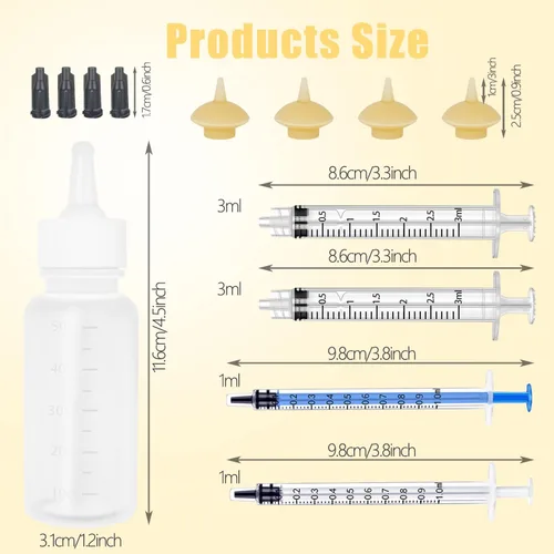 Vista 2 de Mini Botella de Alimentación para Mascotas y Jeringas con Tetinas para Gatos, Perros y Otros Animales Pequeños (Modelo 4)