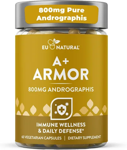 A+ Armor Andrographis Pure 800 mg - Función saludable del sistema inmunológico, bienestar físico, potente fuerza para protección estacional