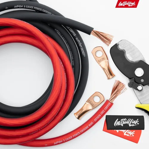 Vista 7 de Install Link Cable de alimentación/tierra de calibre 8 AWG (50 pies) Cable de alimentación de amplificador (OFC) 25ft Red, 25ft Black, for