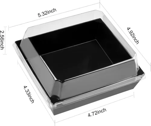 Vista 7 de Kucoele Paquete de 50 Cajas Pequeñas de Charcutería con Tapas Transparentes, Cajas de Postre de Papel para Llevar, Cajas de Panadería, Contenedores