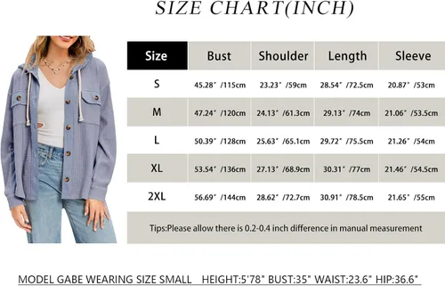 Vista 7 de Cicy Bell Chaqueta de punto gofre con capucha para mujer, estilo casual, con botones, ajuste holgado, manga larga