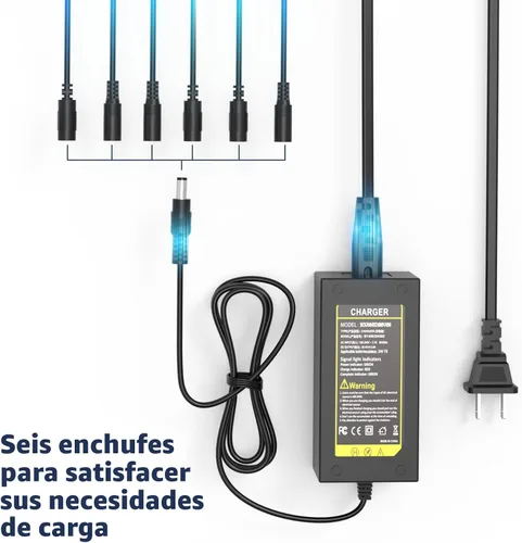 Vista 6 de Cargador universal de 42 V/36 V compatible con Razor, Jetson, Voyage, Gotrax, Ninebot y más, 7 enchufes de repuesto