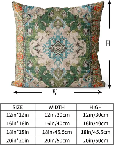 Vista 4 de Snycler Fundas de Almohada Decorativas Bohemias 16x16 pulgadas Juego de 2 Patrón de Alfombra Bohemia de Doble Cara Algodón Suave Funda de Cojín