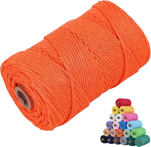 Vista 58 de Cordón de algodón para macramé 3mm x 109 yardas, cuerda de macramé natural color beige, suministros perfectos de algodón para macramé, para hacer