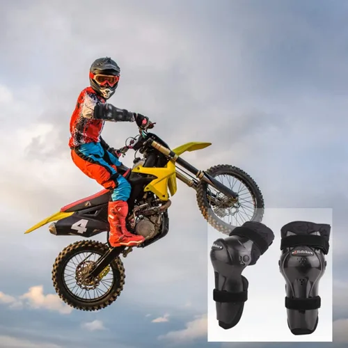 Vista 5 de RIDBIKER Espinilleras de rodilla/codo de motocicleta para hombre, equipo de protección ajustable para motocross, rodilleras de carreras MTB
