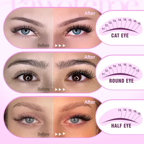 Vista 98 de Kit de extensión de pestañas Pawotence DIY 280 piezas, racimos de pestañas, kit de extensión de pestañas, 9-16mm, 30D, 40D, pestañas individuales