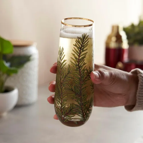 Vista 5 de Twine Copas de champán sin tallo con borde dorado, copas de vino espumoso para Prosecco, cócteles espumosos, cócteles sin alcohol, mimosas