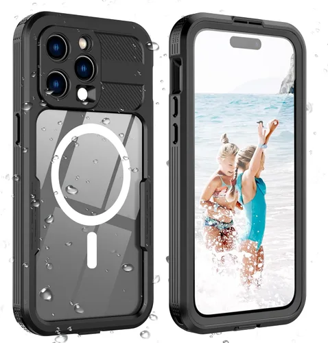 Vista 14 de Funda impermeable para iPhone 15, protector de pantalla integrado, a prueba de golpes, a prueba de nieve, a prueba de polvo, funda protectora