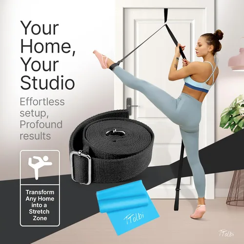 Vista 5 de Stretching Strap with Door Anchor & Resistance Band – Leg Stretcher for Improving Flexibility & Splits – Ideal for Ballet, Dance, Cheer, Yoga &