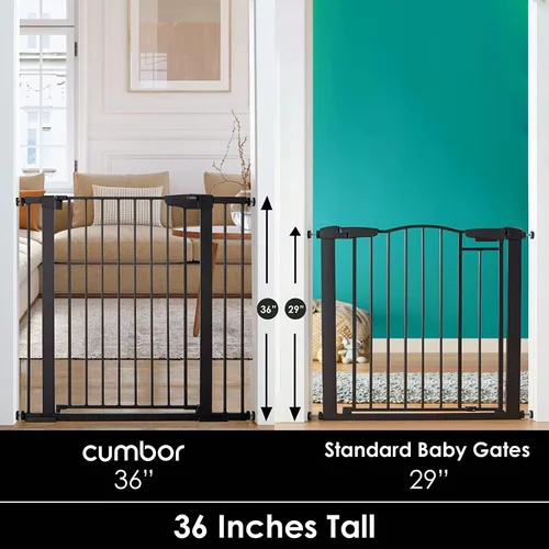Vista 3 de Cumbor Puerta de bebé extra alta de 36 pulgadas para escaleras, puerta para perros de 29.7-40.6 pulgadas de ancho para puertas, puertas de mascotas
