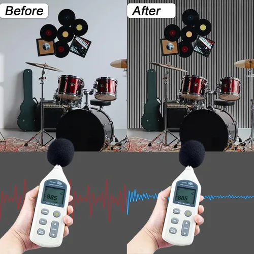 Vista 2 de NeatiEase Paneles de pared de madera, paneles de pared acústicos de listones de 9 pies para decoración de pared interior y reducción de ruido, Gris