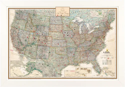 Vista 32 de Póster de lienzo enrollado personalizado con mapa de EE.UU. como arte de pared con chinchetas – Mapa ejecutivo grande de 24" x 36" de EE.UU.