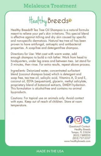 Vista 2 de Healthy Breeds Chow Chow Champú de aceite de árbol de té, formulado para pieles secas e irritadas, reduce la caspa, aroma de gaulteria, 8 onzas