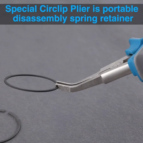 Vista 5 de SPEEDWOX - Alicates de anillo de bloqueo especiales de 8" con puntas de mandíbula dobladas con agujero, alicates de retención de clip en C, alicates