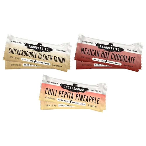 Vista 6 de Thunderbird Real Food Bars - Paquete variado de barras de bocadillos veganos paleo y sin gluten, 102 onzas