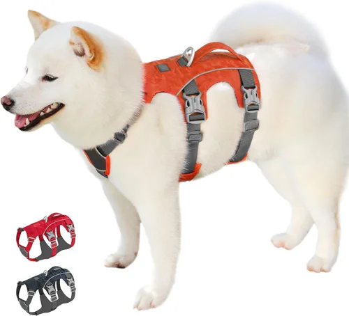 Vista 13 de Arnés para perro a prueba de escapes con asa, chaleco reflectante sin tirones, arnés ligero de cuerpo completo para mascotas, ajustable para perros