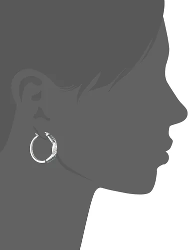 Vista 3 de Tienda Collection Sterling Silver Crystal Twisted Hoop Earrings