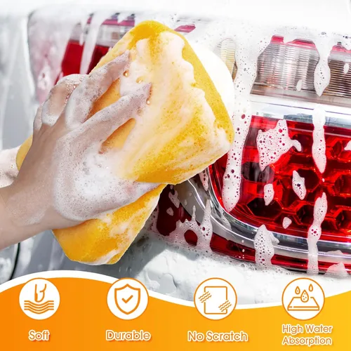 Vista 4 de Tioncy 24 esponjas grandes a granel de 7.5 x 5.5 x 1.9 pulgadas, esponja de limpieza y lavado de espuma comercial grande multiusos para limpiar