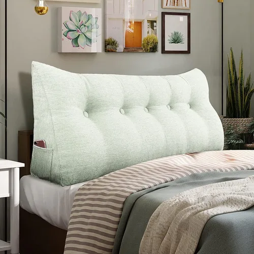 Vista 27 de WOWMAX Almohada ergonómica para cabecero para cama de tamaño matrimonial, almohadas tapizadas multifuncionales para cabecero, tableros portátiles