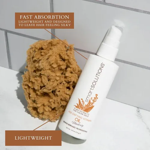 Vista 2 de SMART SOLUTIONS Aceite vitamínico que desafía la edad, 4 onzas, peso ligero, hidrata, desenreda, sin parabenos