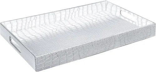 Vista 30 de Home Redefined - Moderna y elegante bandeja rectangular de 17.5 x 12 pulgadas, estilo shagreen, color azul bebé claro, con aspecto de cuero falso