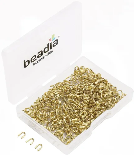 Vista 13 de BEADIA - Hebilla de línea de pesca cilíndrica chapada en oro de 14 quilates, tapas de extremo de 3.2 mm, 30 piezas para hacer joyas