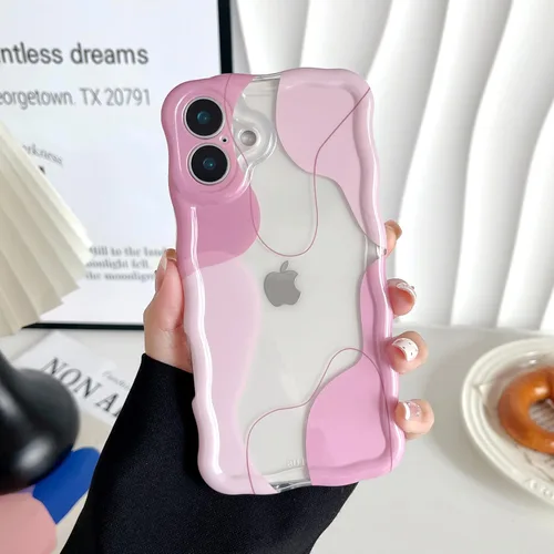 Vista 44 de DEFBSC Funda para iPhone 16 con bonito diseño ondulado, color negro