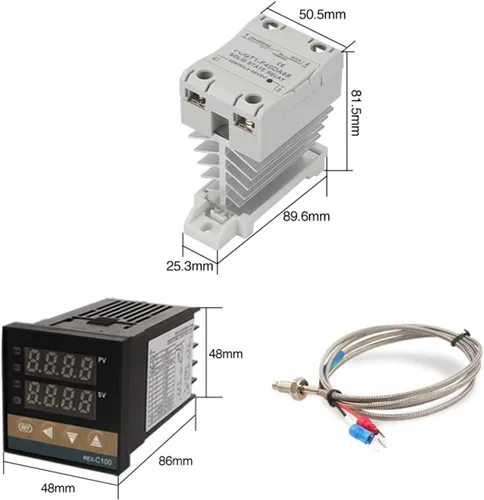 Vista 2 de REX-C100 PID Temperature Controller 220v 400 Degree Digital Thermostat Output 40A SSR K Type Thermocouple