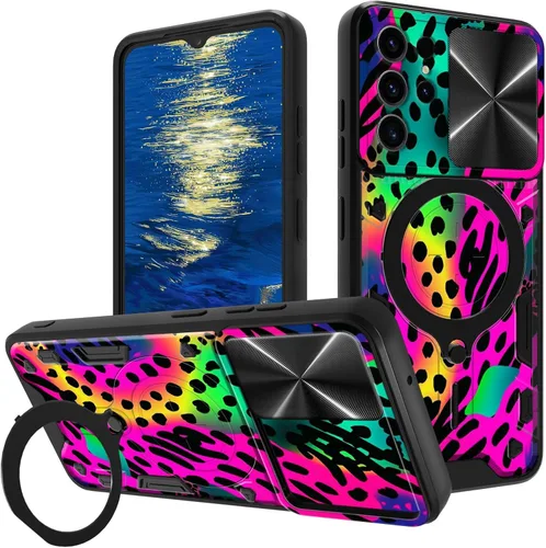 Vista 35 de for Samsung Galaxy A35 5G Phone Case 6.6" with Slide Camera Cover & 360 Degree Rotate Ring Stand Kickstand A Black Cat Dual Layer Hybrid Heavy Duty