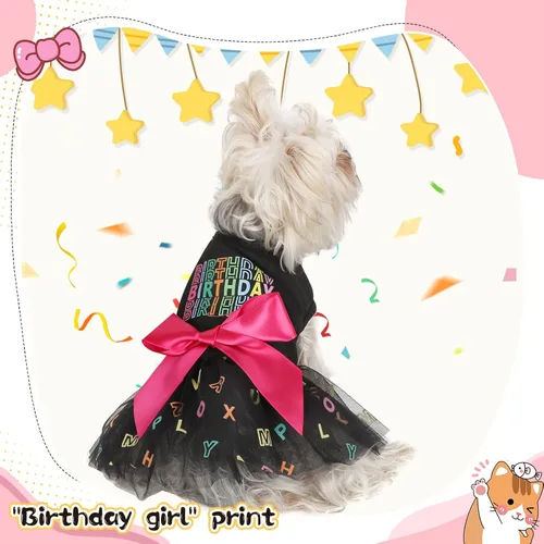 Vista 5 de Vestido de cumpleaños para perro, ropa de primavera para perros pequeños, hembra, cachorro, princesa, tutú, lindo vestido de tul para perro
