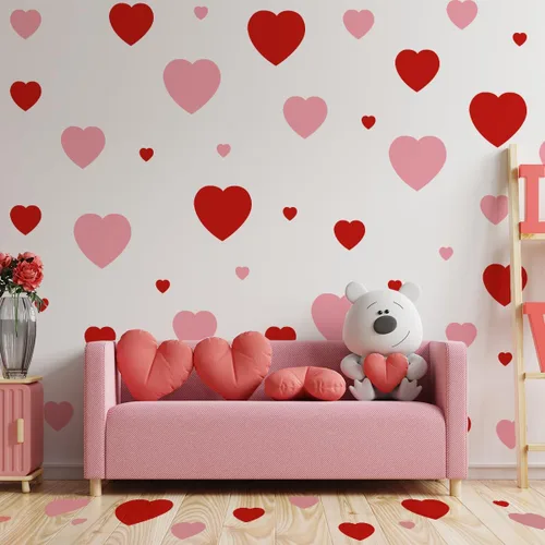 Vista 12 de Calcomanías de pared para el día de San Valentín, diseño de corazón rojo y huella, recuerdo de fiesta para ventana, pared, suelo, boda, aniversario