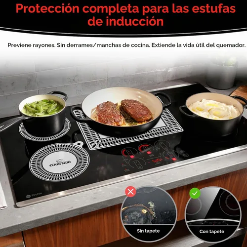Vista 3 de Cook's Aid 2 protectores de silicona para placa de inducción de 7.9 pulgadas (magnético) Protector de estufa de inducción resistente al calor a