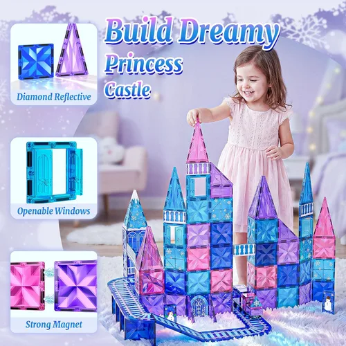 Vista 3 de Princess Castle - Azulejos magnéticos para niños de 4 a 8 años con juego